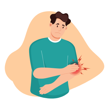 Illustration d’un homme se tenant le coude gauche douloureux